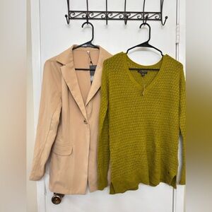 American Eagle Outfitters V-Neck Sweater and Tan Blazer